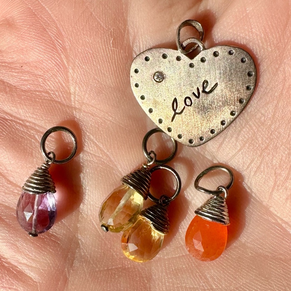 Stella & Dot Sterling Silver Heart & Birth Stones Charms - Picture 4 of 5